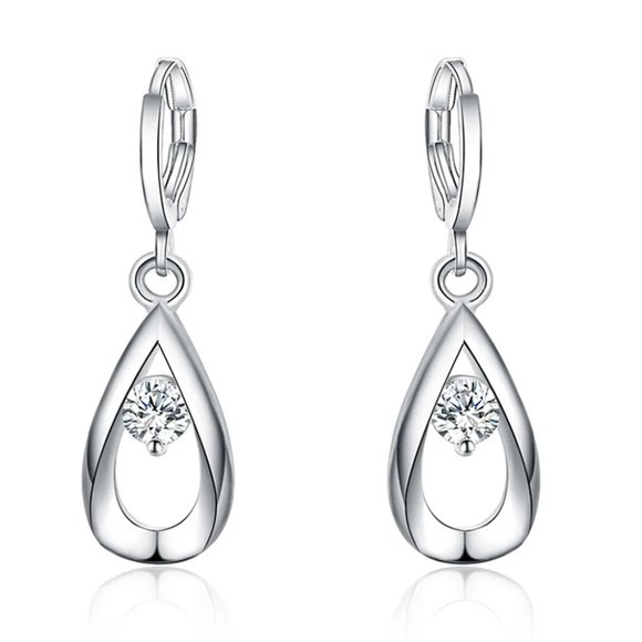 Gorgeous Sterling Silver Crystal Teardrop Earrings " Hypoallergenic  " - Picture 5 of 8